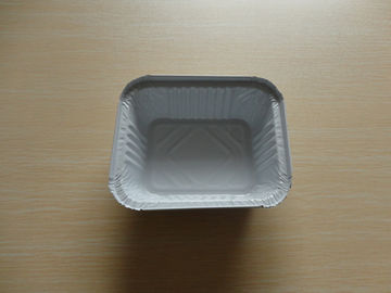 Rectangle Aluminium Foil Containers With Lid For Food Storage White Coated 450ML