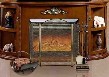 French / Louis Style Antique Realistic Flame Electric Fireplaces TV Stands Remote Control